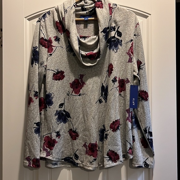 Apt. 9 Fuzzy Floral Cowl Neck Tunic - Picture 5 of 6